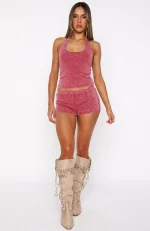 Lost Souls Booty Washed Maroon Short-3