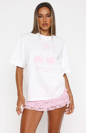 Love Of My Life Oversized White Tee-1