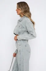 Love You Again Denim Jacket Light Blue Acid Wash2