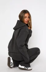 Match Your Words Oversized Hoodie Charcoal-2