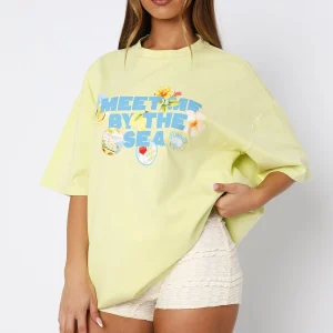 Meet Me By The Sea Oversized Lime Tee-1