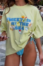 Meet Me By The Sea Oversized Lime Tee
