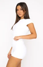 Minding My Business Ribbed Booty White Short-2