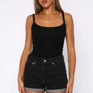 Missin' Something Denim Black Acid Wash Short-1