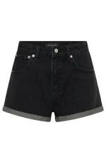 Missin' Something Denim Black Acid Wash Short-4