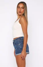 Missin' Something Denim Cobalt Blue Wash Short-2