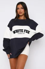 Need You More Long Sleeve Oversized Navy Tee-1