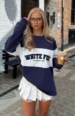 Need You More Long Sleeve Oversized Navy Tee
