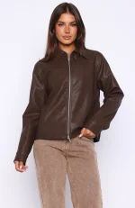 Never Possible Pu Jacket Chocolate-1