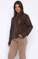 Never Possible Pu Jacket Chocolate-2