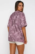 Offstage Printed Oversized Berry Floral Tee-3