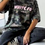 Offstage Printed Oversized Washed Camo Tee