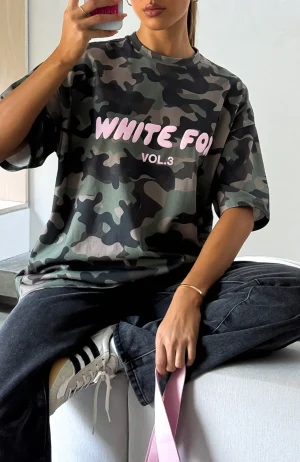 Offstage Printed Oversized Washed Camo Tee