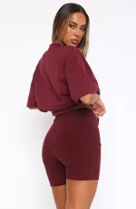 Offstage Ribbed Bike Red Velvet Short-2