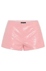 Old News Sequin Baby Pink Short-4