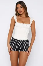 On The Inside Booty White Polka Dot Short-2