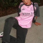 On The Same Team Oversized Pink-Charcoal Jersey