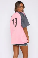 On The Same Team Oversized Pink-Charcoal Jersey-3