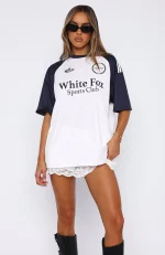 On The Same Team Oversized White-Navy Jersey-1