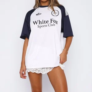 On The Same Team Oversized White-Navy Jersey-1