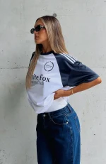 On The Same Team Oversized White-Navy Jersey-5