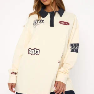 Only Time Will Tell Oversized Long Sleeve Cream Tee-1