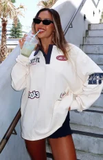 Only Time Will Tell Oversized Long Sleeve Cream Tee