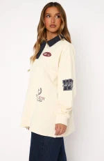 Only Time Will Tell Oversized Long Sleeve Cream Tee-2