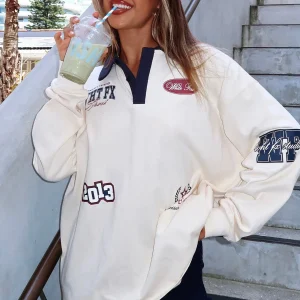 Only Time Will Tell Oversized Long Sleeve Cream Tee