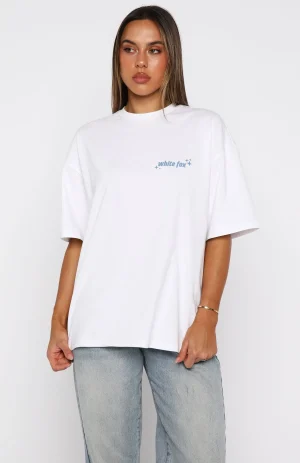 Pretty In Print Oversized White Tee-1
