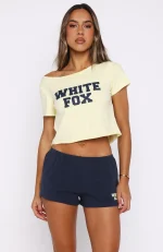 Put In Overtime Off Shoulder Relaxed Lemon Tee-1