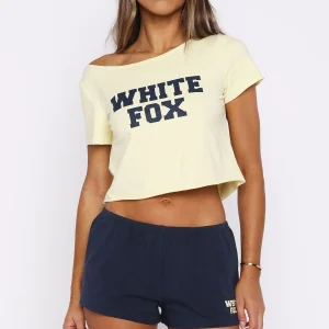 Put In Overtime Off Shoulder Relaxed Lemon Tee-1
