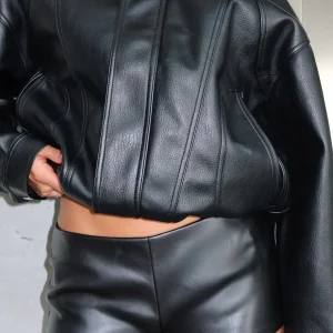 Say It To My Face PU Black Short-1