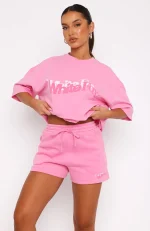 So Wavy Lounge Pink Short-1
