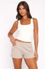 Speak My Mind Taupe Short-1