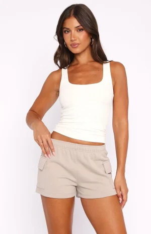 Speak My Mind Taupe Short-1