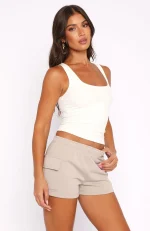 Speak My Mind Taupe Short-2