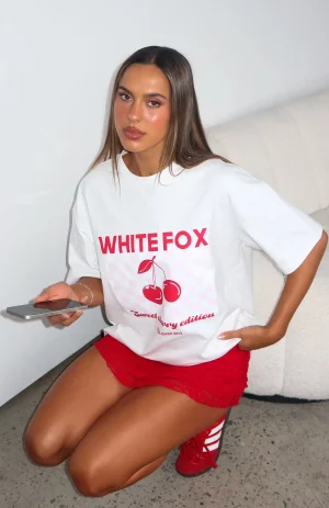 Sweet Cherry Edition Oversized White Tee