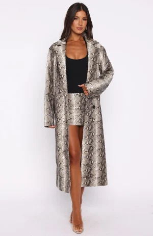 The Hardest Part PU Coat Tan Snake-1