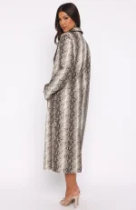 The Hardest Part PU Coat Tan Snake-4