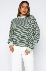Touchdown Long Sleeve Green Stripe Tee-1