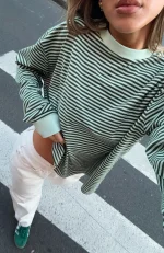 Touchdown Long Sleeve Green Stripe Tee