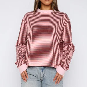 Touchdown Long Sleeve Pink Stripe Tee-1