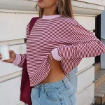 Touchdown Long Sleeve Pink Stripe Tee