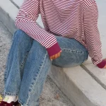 Touchdown Long Sleeve Plum Stripe Tee