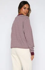 Touchdown Long Sleeve Plum Stripe Tee-3