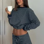 Touchdown Relaxed Navy Stripe Short