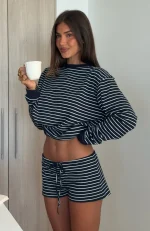 Touchdown Relaxed Navy Stripe Short