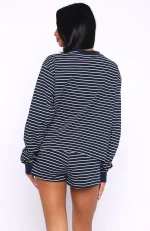 Touchdown Relaxed Navy Stripe Short-4