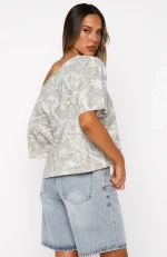 Travel The World Off Shoulder Oversized Light Camo Tee-3